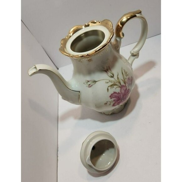 Vtg Mitterteich Bavaria Tea Set 1930's - 1940's Pink Floral w/ Gold Details Trim - Picture 8 of 16